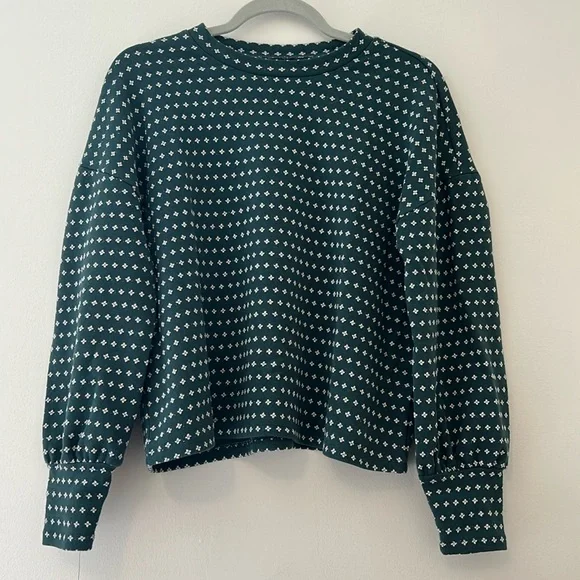 Madewell Floral Jacquard Puff-Sleeve Top in Green Lane - Picture 3 of 8